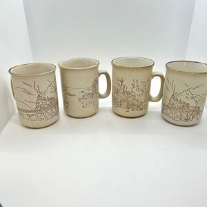 Set of 4 Vintage Collection Manor Stoneware mugs